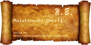 Malatinszki Berill névjegykártya