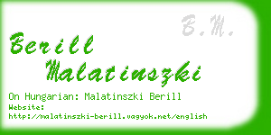 berill malatinszki business card
